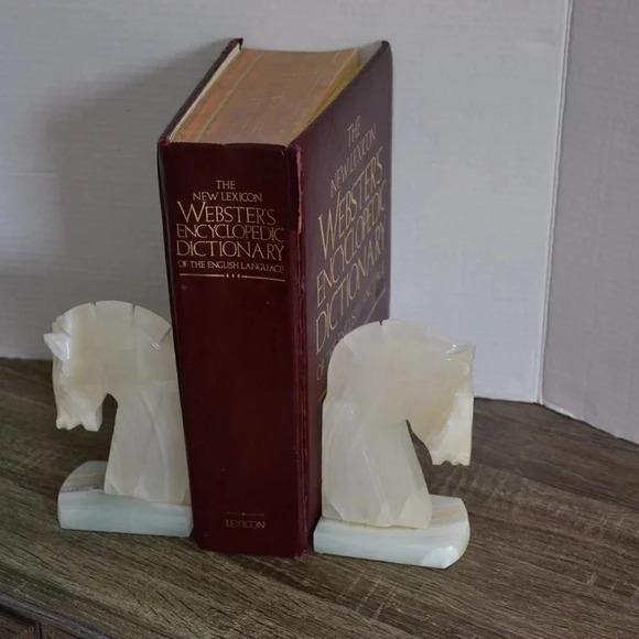 Vtg Onyx Horse Head Book Ends - Picture 3 of 9